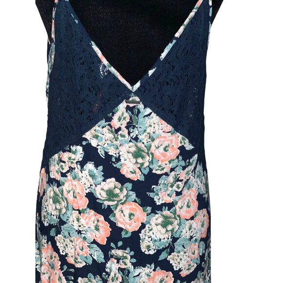 Element Jessamyn Floral Printed Lace Inset Maxi Dress in Navy Large - Picture 7 of 7
